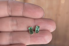 1.20 Carat Natural Colombian Emerald Elongate Stud Earrings 18K Gold