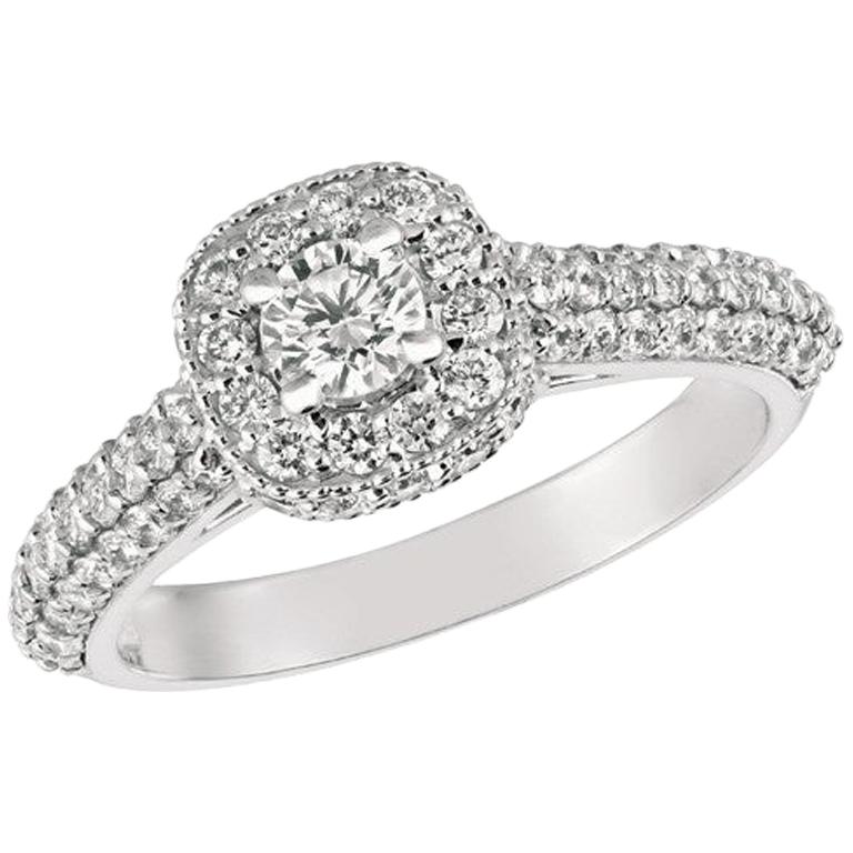 1.20 Carat Natural Diamond Engagement Ring G SI 14 Karat White Gold For Sale