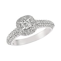 Bague de fiançailles en or blanc 14 carats avec diamants naturels de 1,20 carat G SI