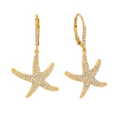 1.20 Carat Natural Diamond Starfish Earrings G SI 14 Karat White Gold
