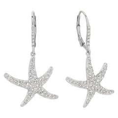 Boucles d'oreilles Étoile de mer en or blanc 14 carats avec diamants naturels de 1,20 carat G SI