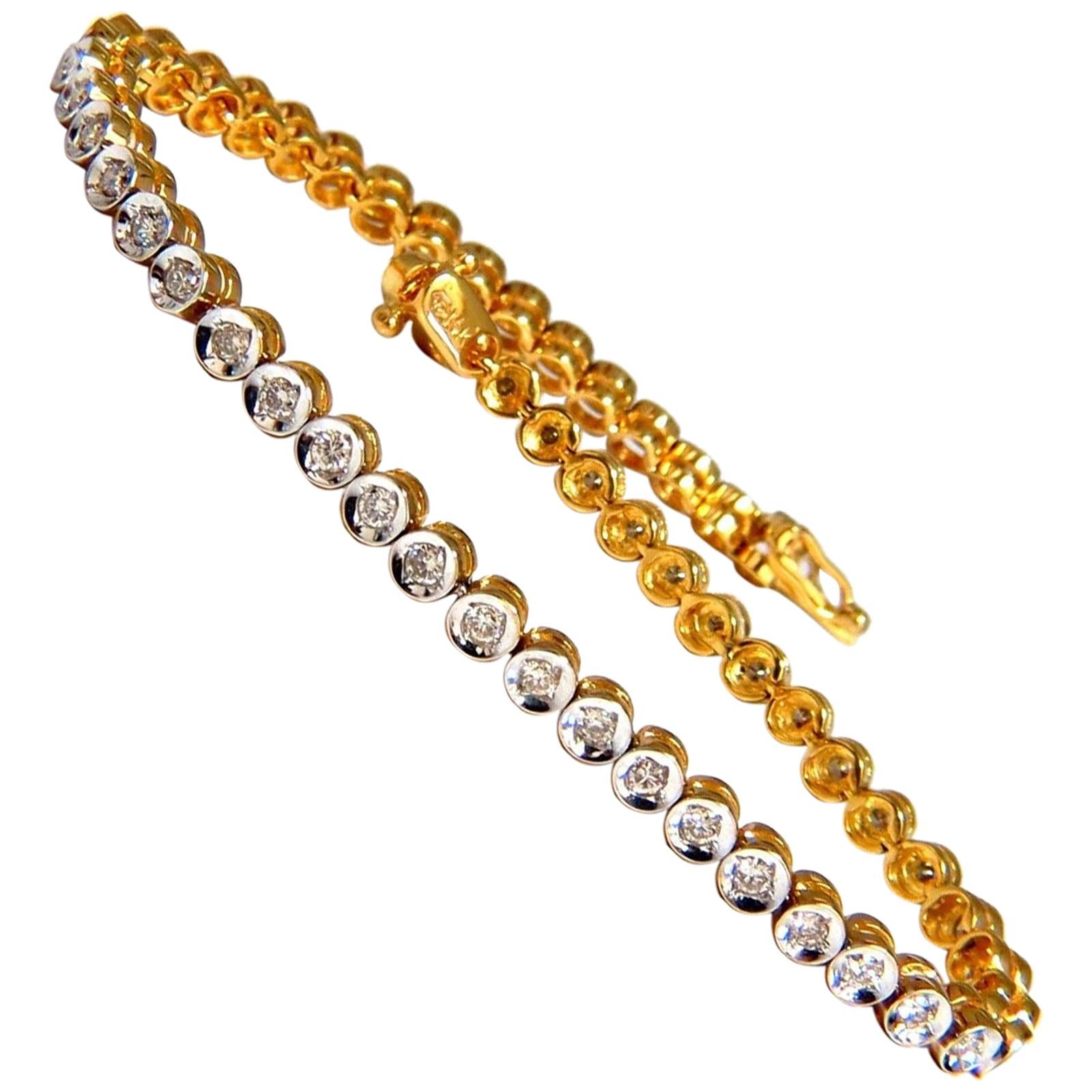 1.20 Carat Natural Diamonds Circular-Link Bracelet 14 Karat
