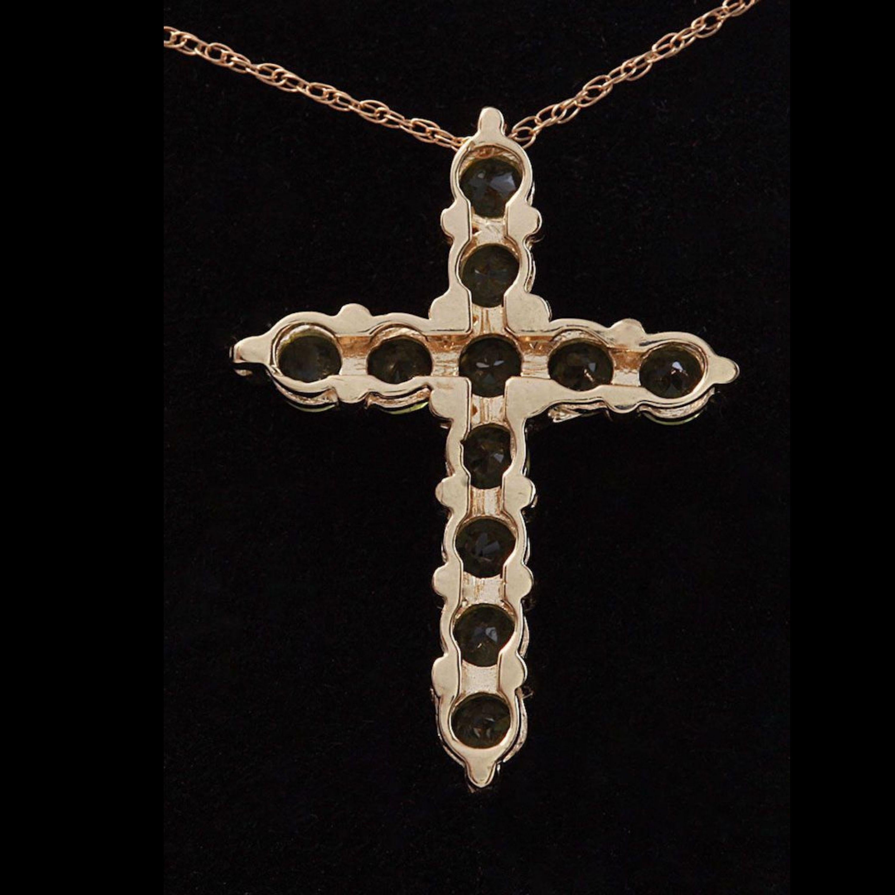 peridot cross necklace