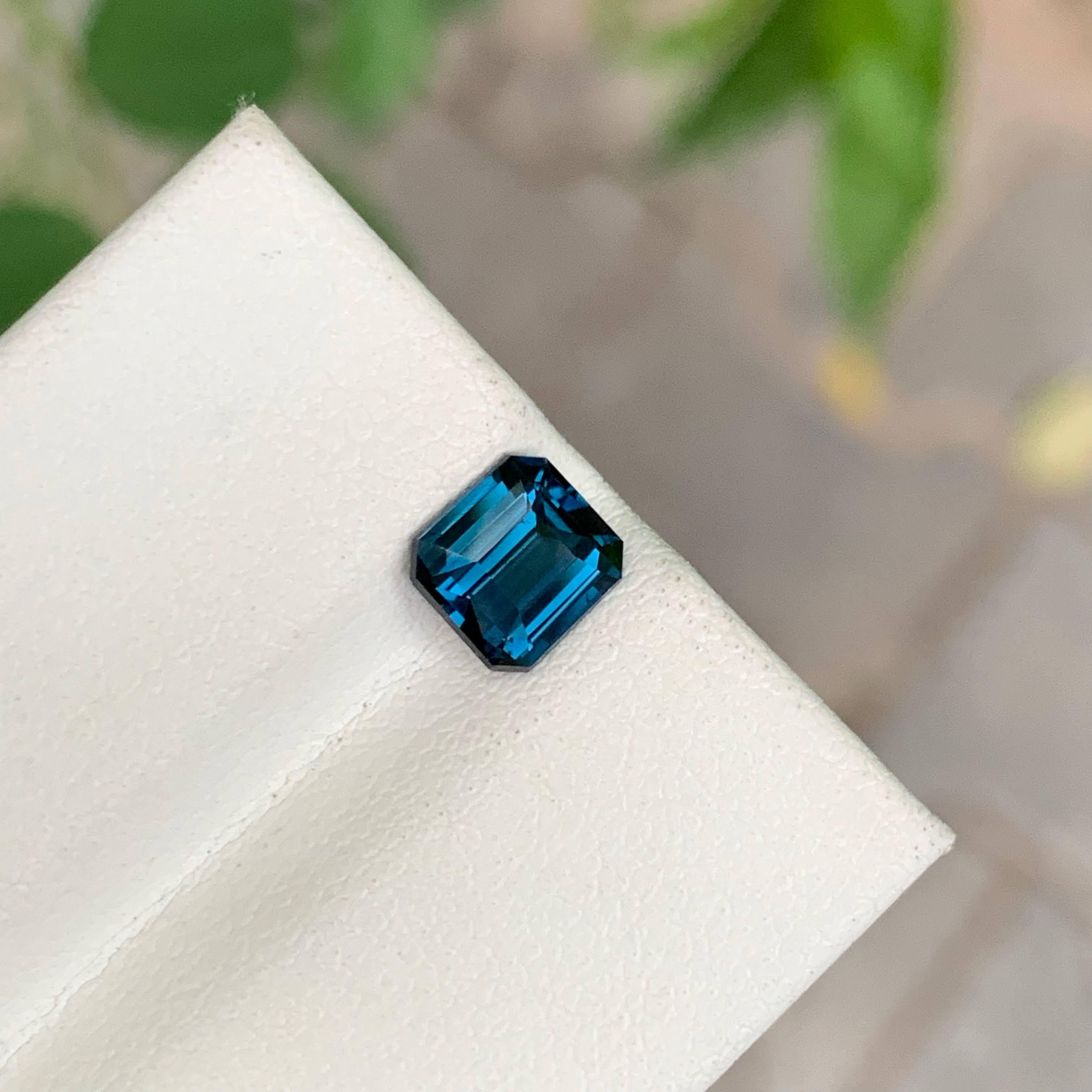 Women's or Men's 1.20 Carat Natural Loose Cobalt Blue Spinel Emerald Cut Tanzanian Gemstone For Sale