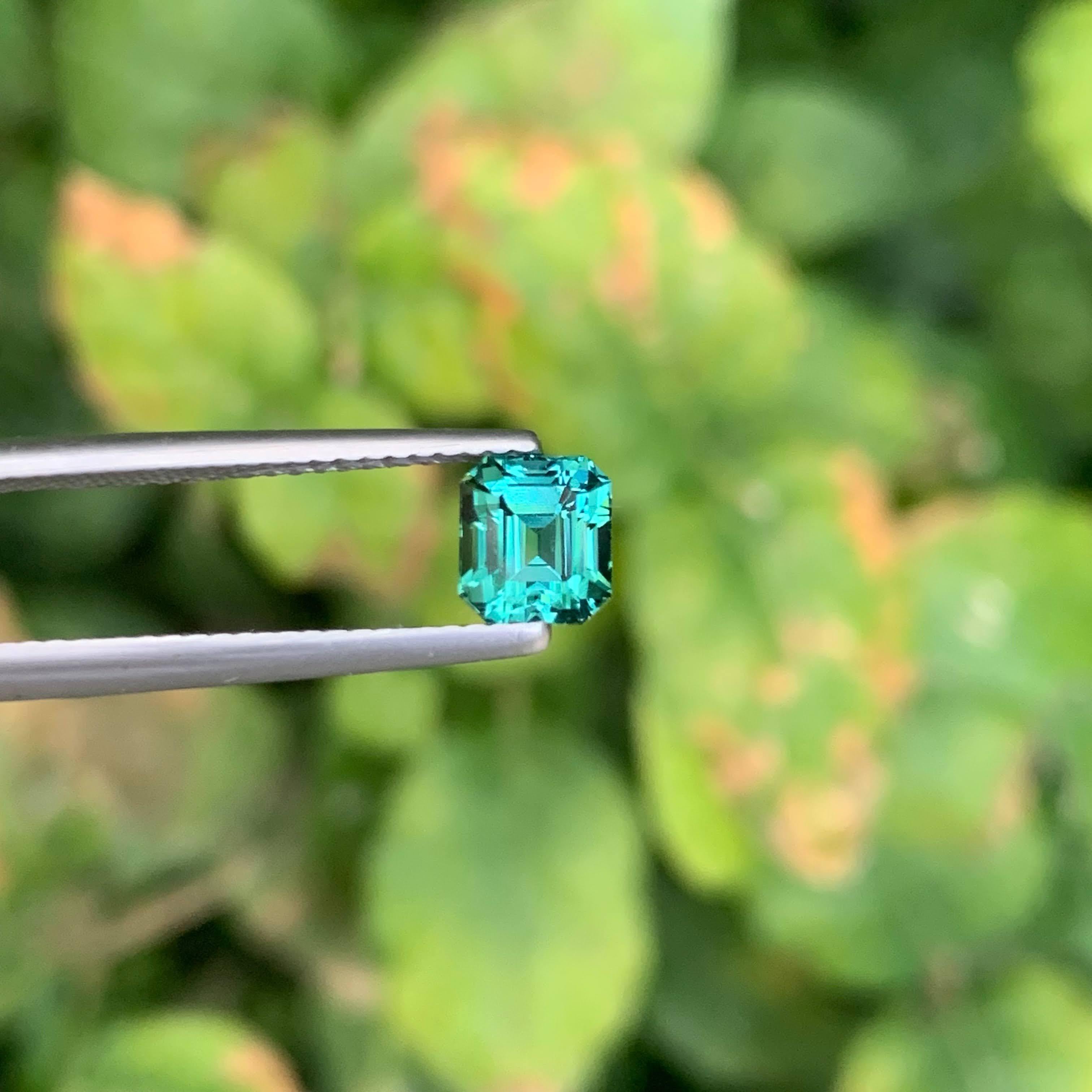 1.20 Karat Natürlicher loser Lagunenblauer Turmalin Smaragdschliff Afghanischer Edelstein im Angebot 1