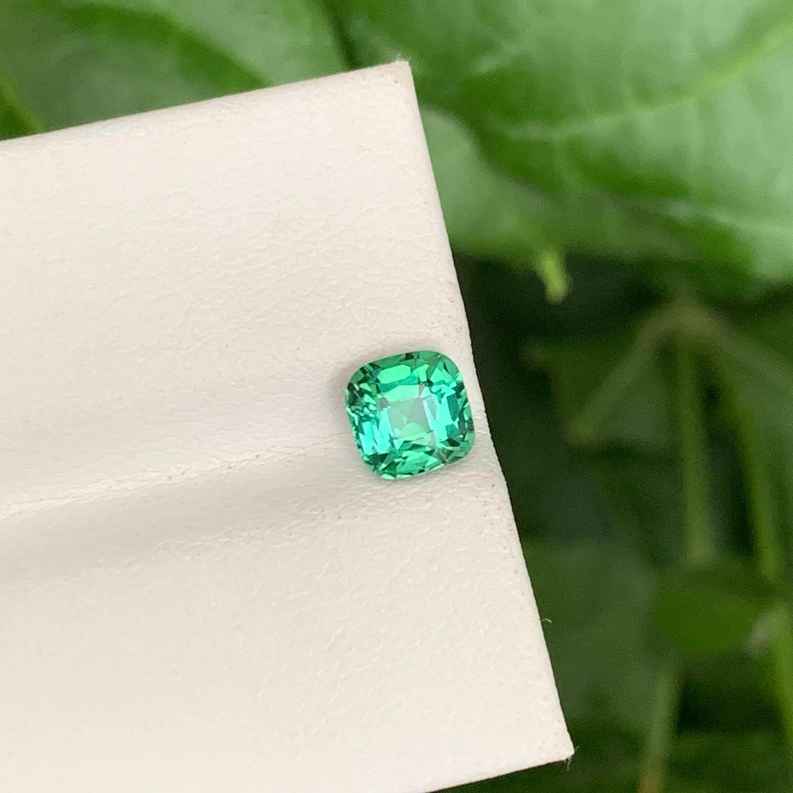 1.20 Carat Natural Loose Lagoon Green Tourmaline Cushion Cut Afghan Gemstone For Sale 5