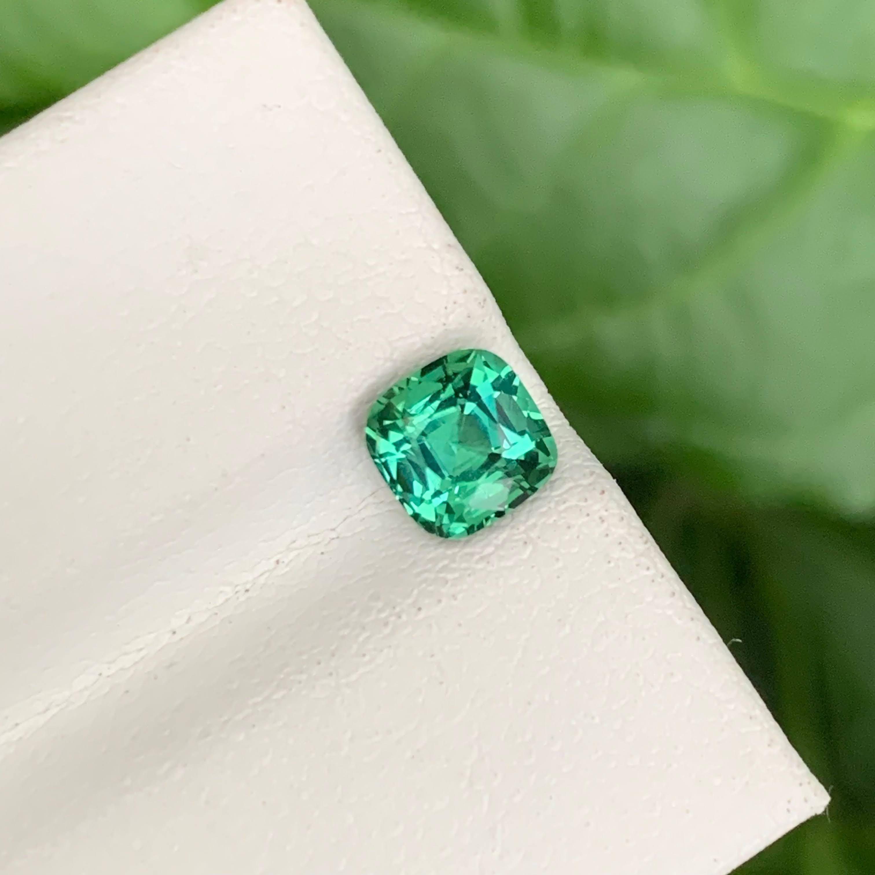 1.20 Carat Natural Loose Lagoon Green Tourmaline Cushion Cut Afghan Gemstone For Sale 6