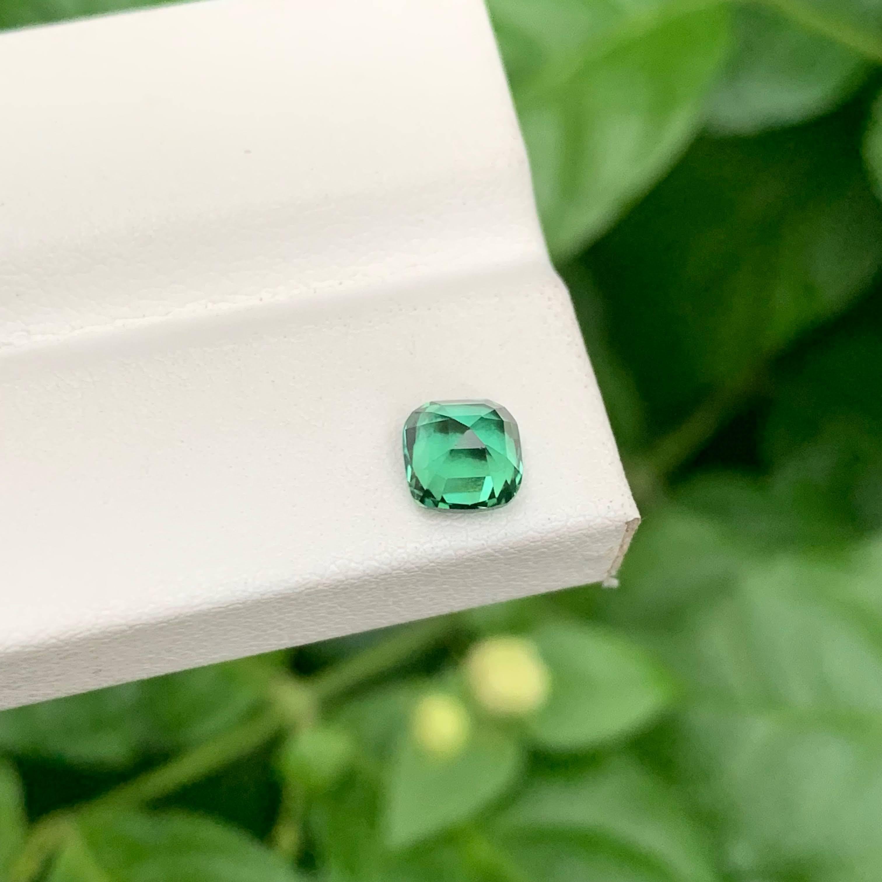 1.20 Carat Natural Loose Lagoon Green Tourmaline Cushion Cut Afghan Gemstone In New Condition For Sale In Bangkok, TH