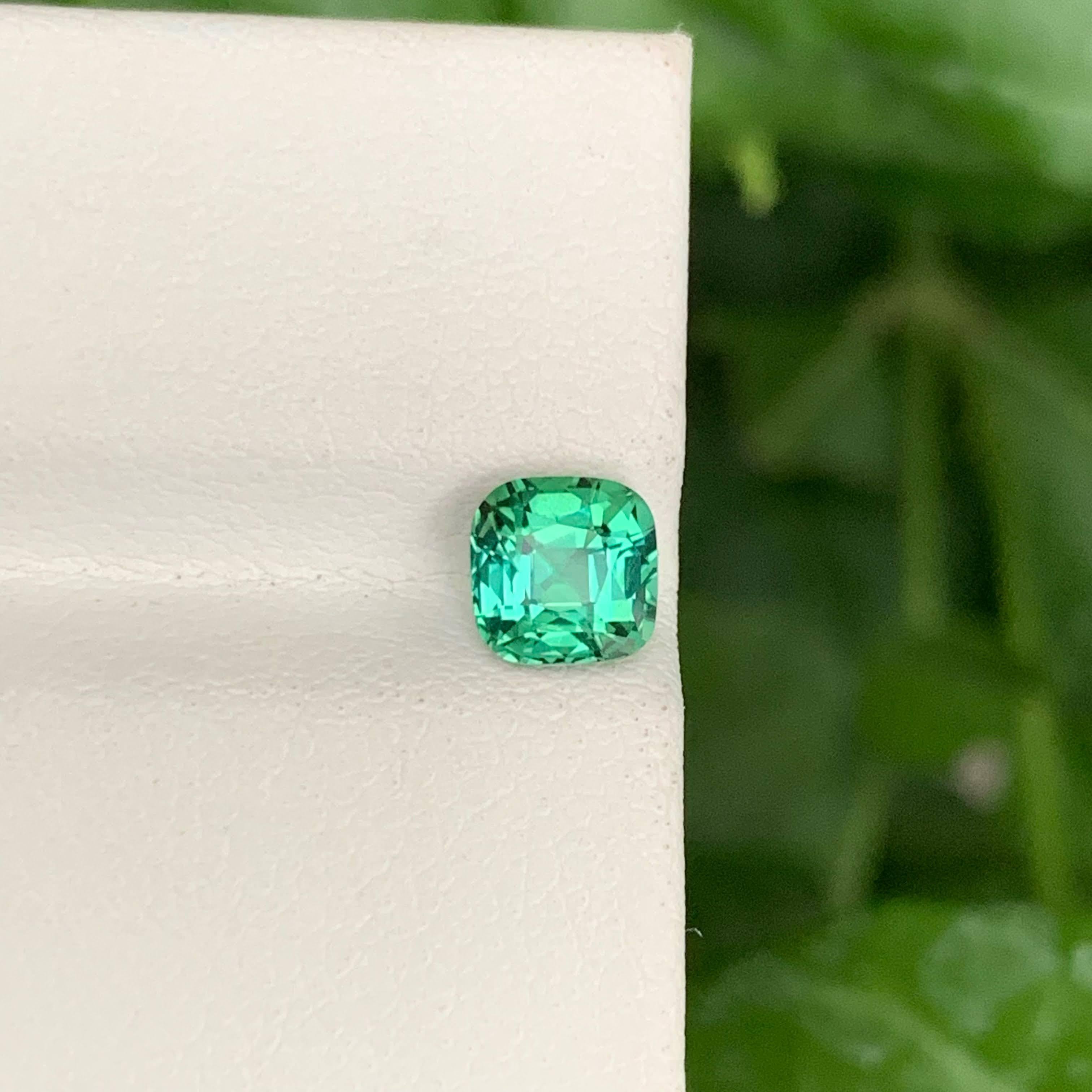 1.20 Carat Natural Loose Lagoon Green Tourmaline Cushion Cut Afghan Gemstone For Sale 4