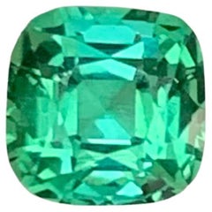 1.20 Carat Natural Loose Lagoon Green Tourmaline Cushion Cut Afghan Gemstone