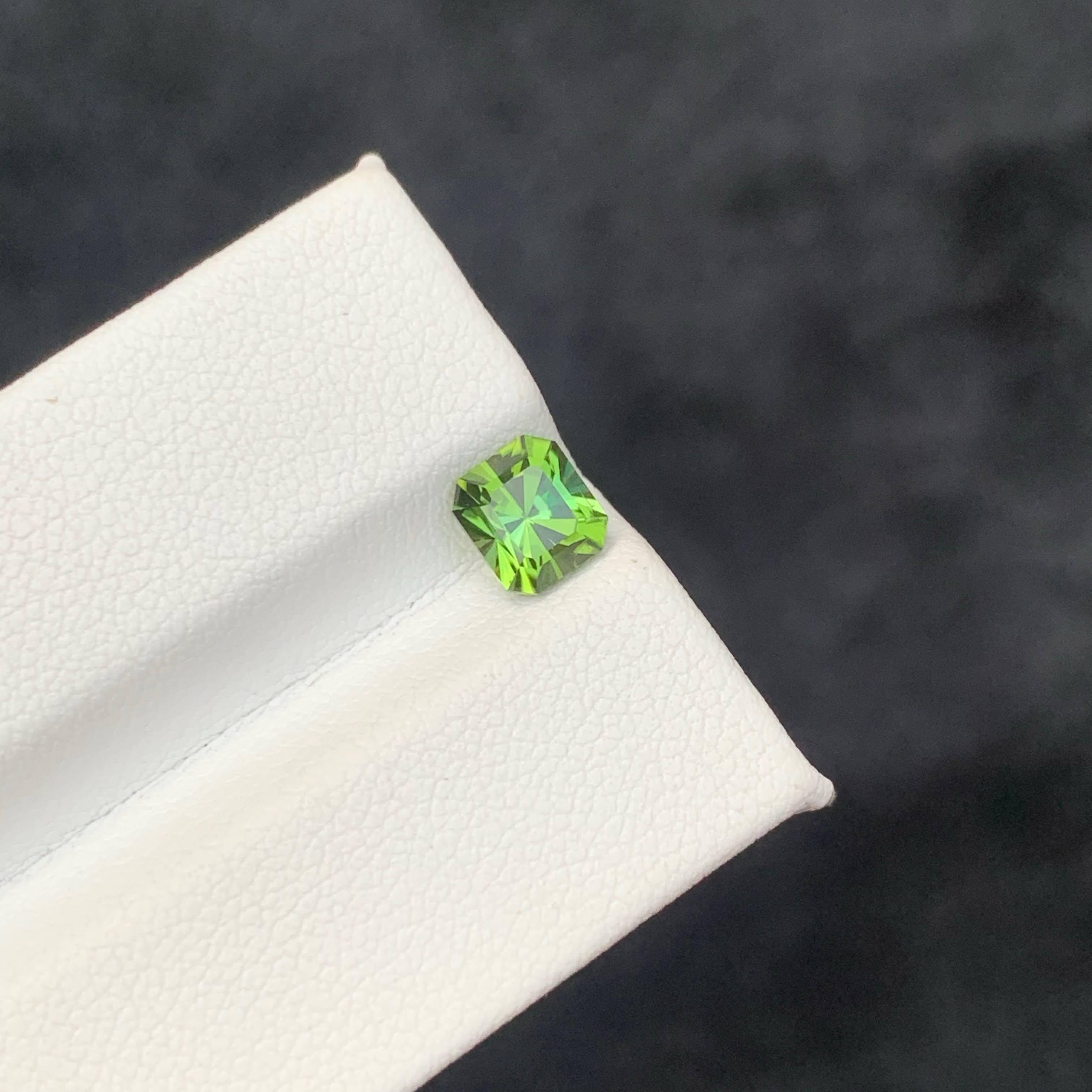 Moderne 1.20 Carat Natural Loose Mint Green Tourmaline Fancy Asscher Cut Afghan Gemstone (pierre précieuse afghane) en vente