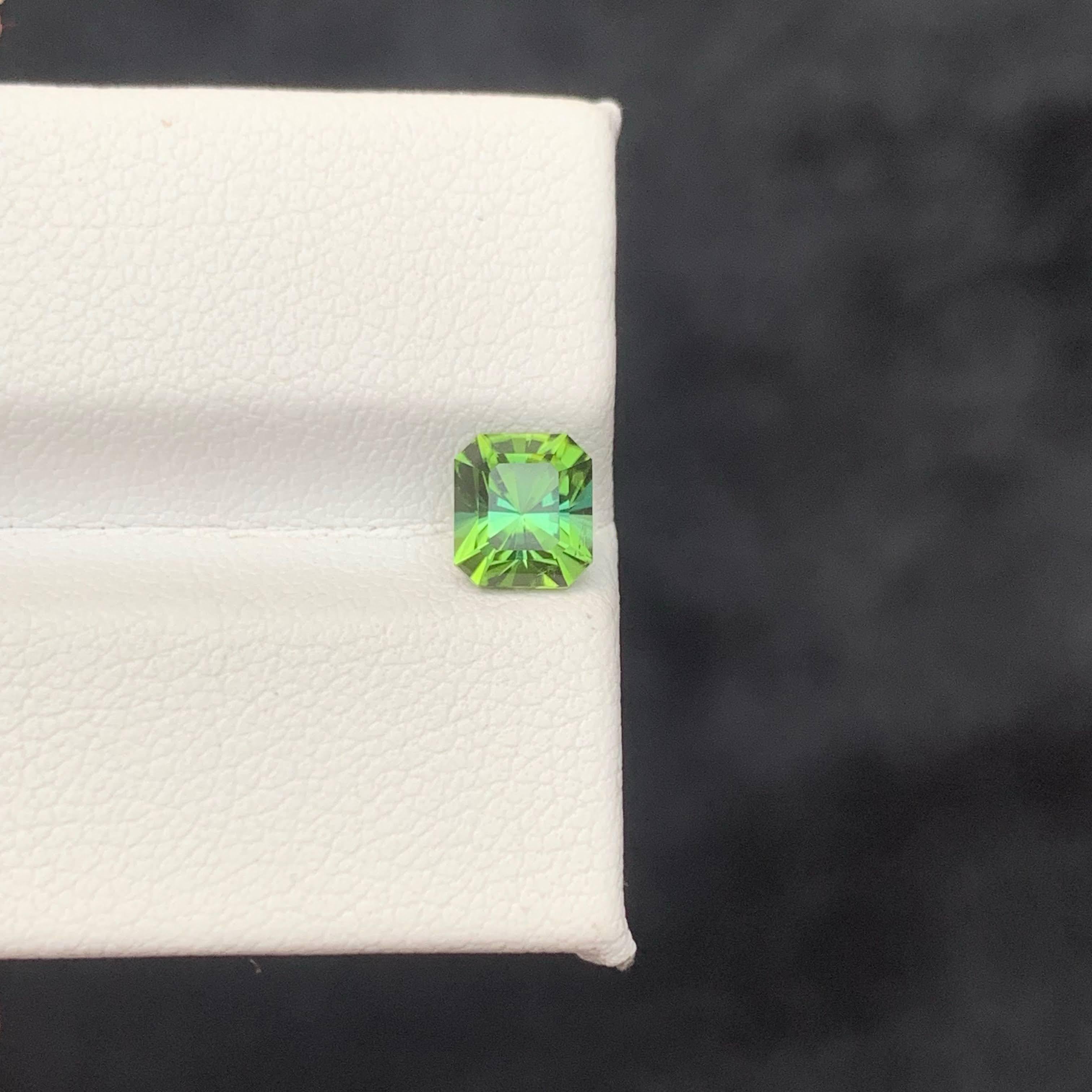 1.20 Carat Natural Loose Mint Green Tourmaline Fancy Asscher Cut Afghan Gemstone (pierre précieuse afghane) Unisexe en vente