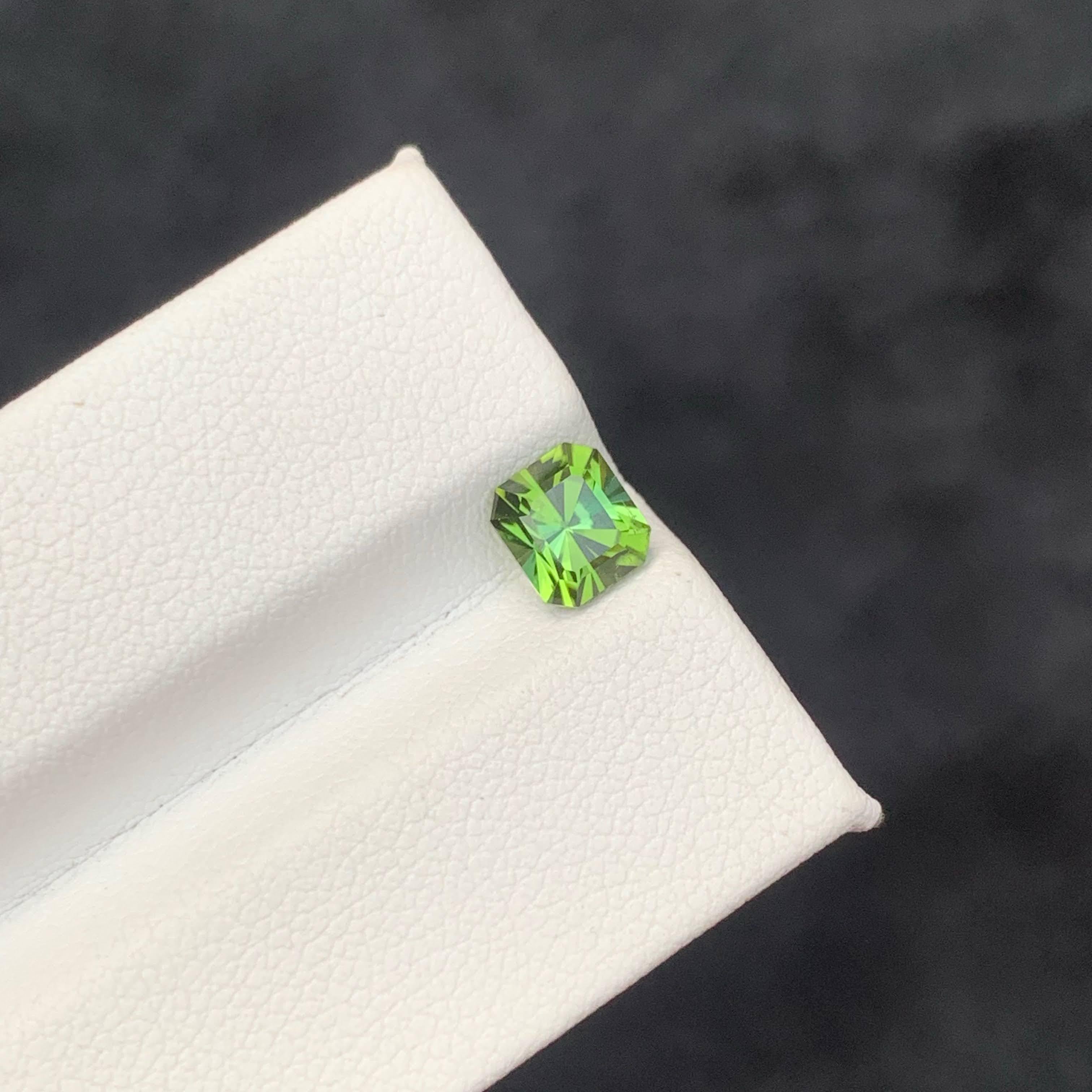 1.20 Carat Natural Loose Mint Green Tourmaline Fancy Asscher Cut Afghan Gemstone (pierre précieuse afghane) en vente 3