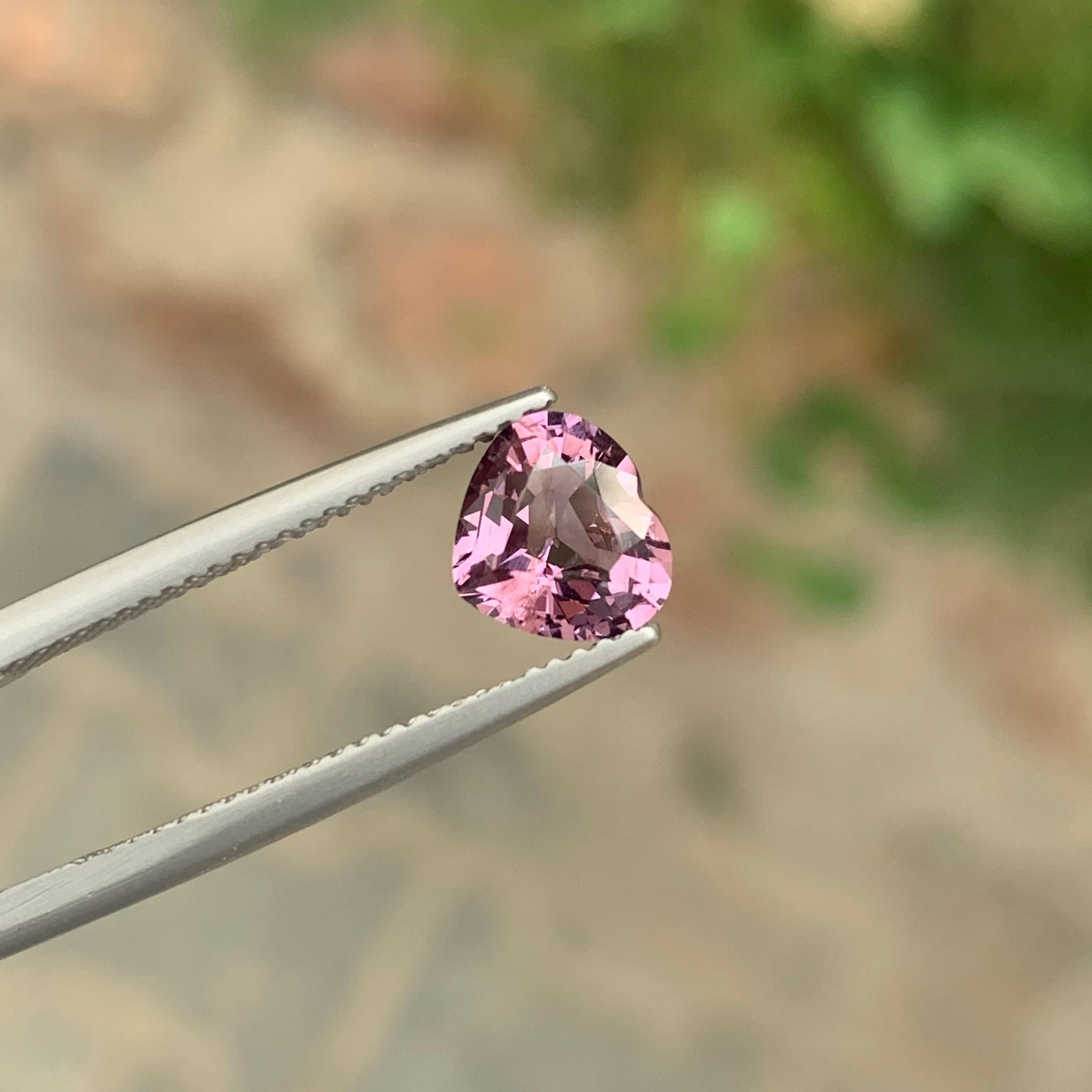 1.20 Carat Natural Loose Purple Colour Spinel Heart Shape Gemstone For Sale 1