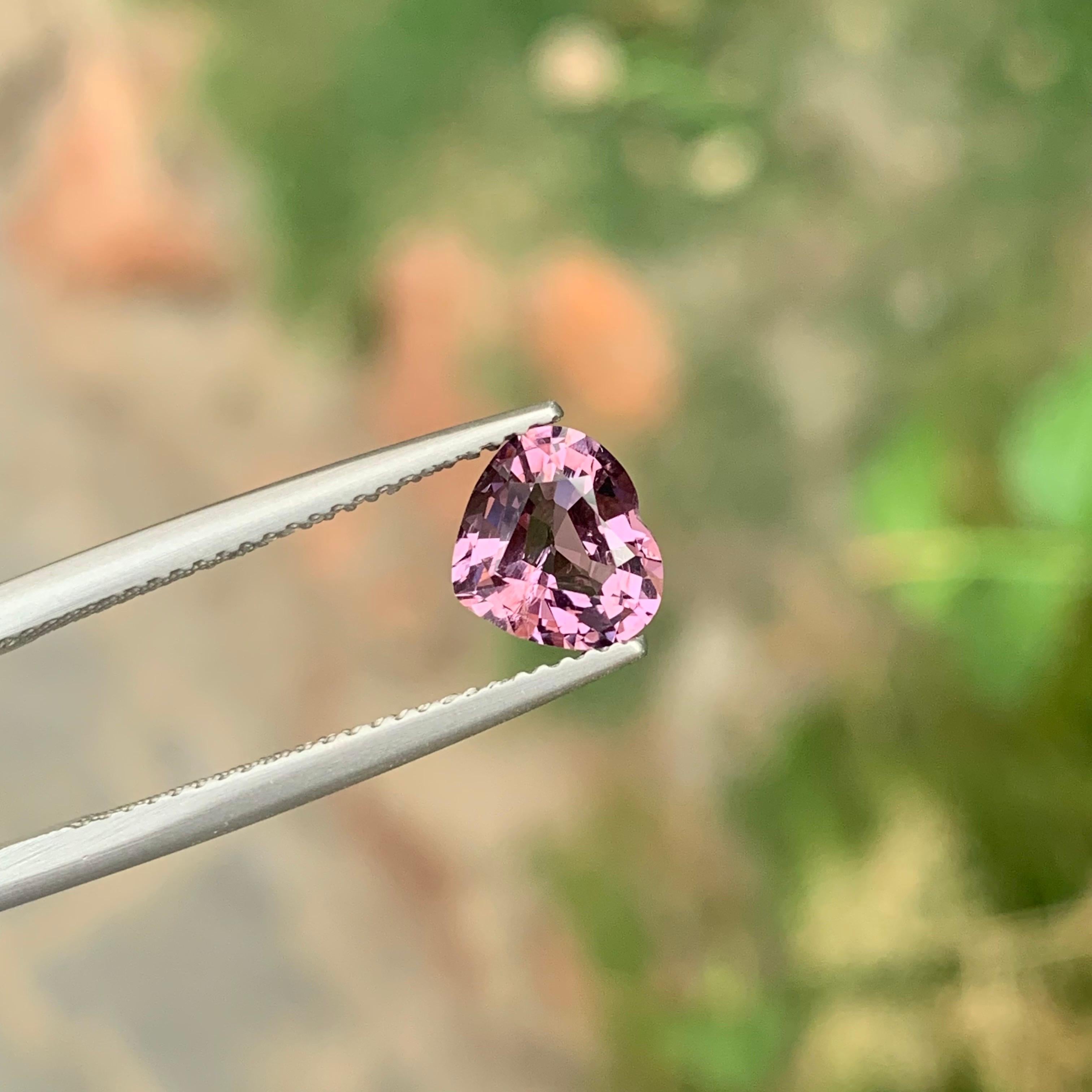 1.20 Carat Natural Loose Purple Colour Spinel Heart Shape Gemstone For Sale 2