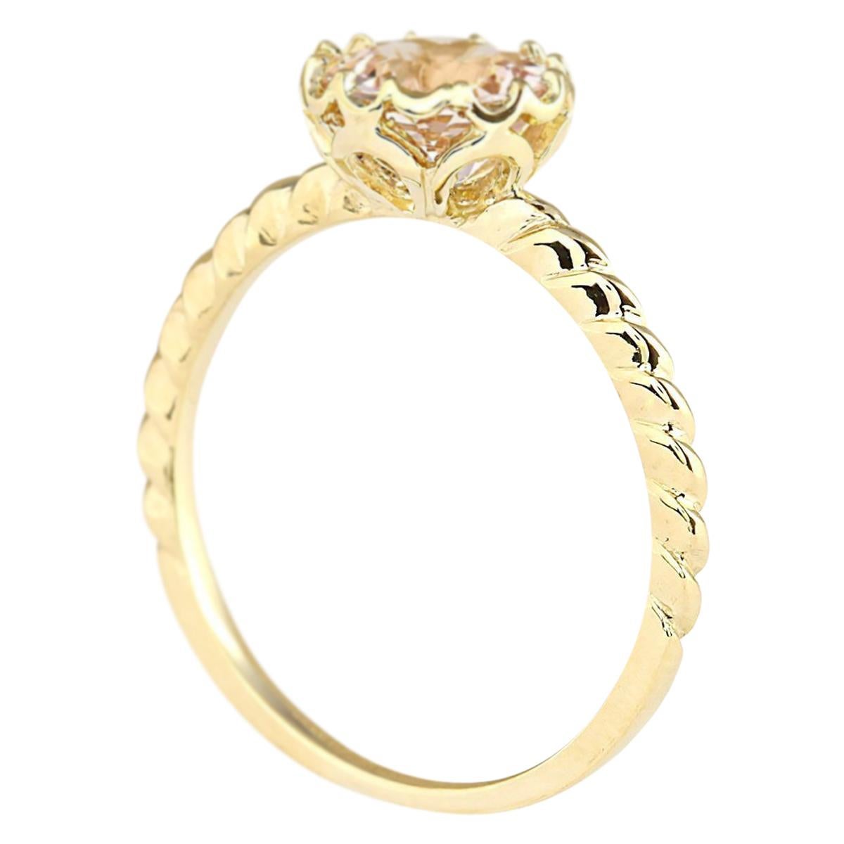 Round Cut Morganite Ring In 14 Karat Yellow Gold For Sale