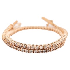 IGI Certified 1.20 Carat Round Brilliant Pink Diamond Bracelet 14K Rose Gold