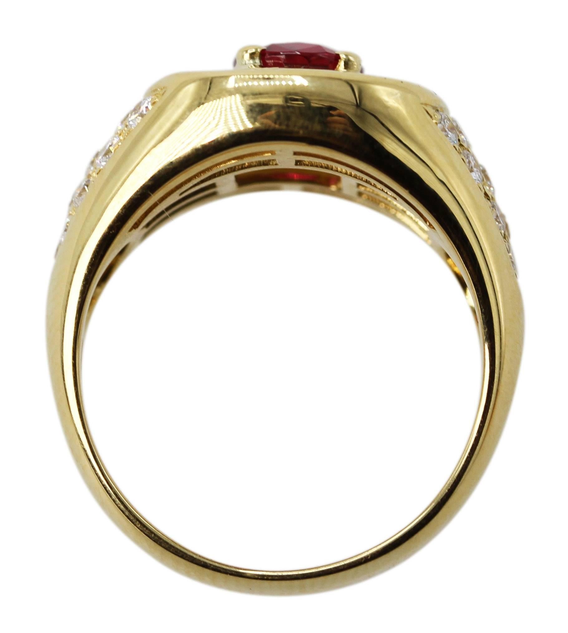 1.20 Carat Natural Ruby and Diamond Ring In Excellent Condition For Sale In Atlanta, GA