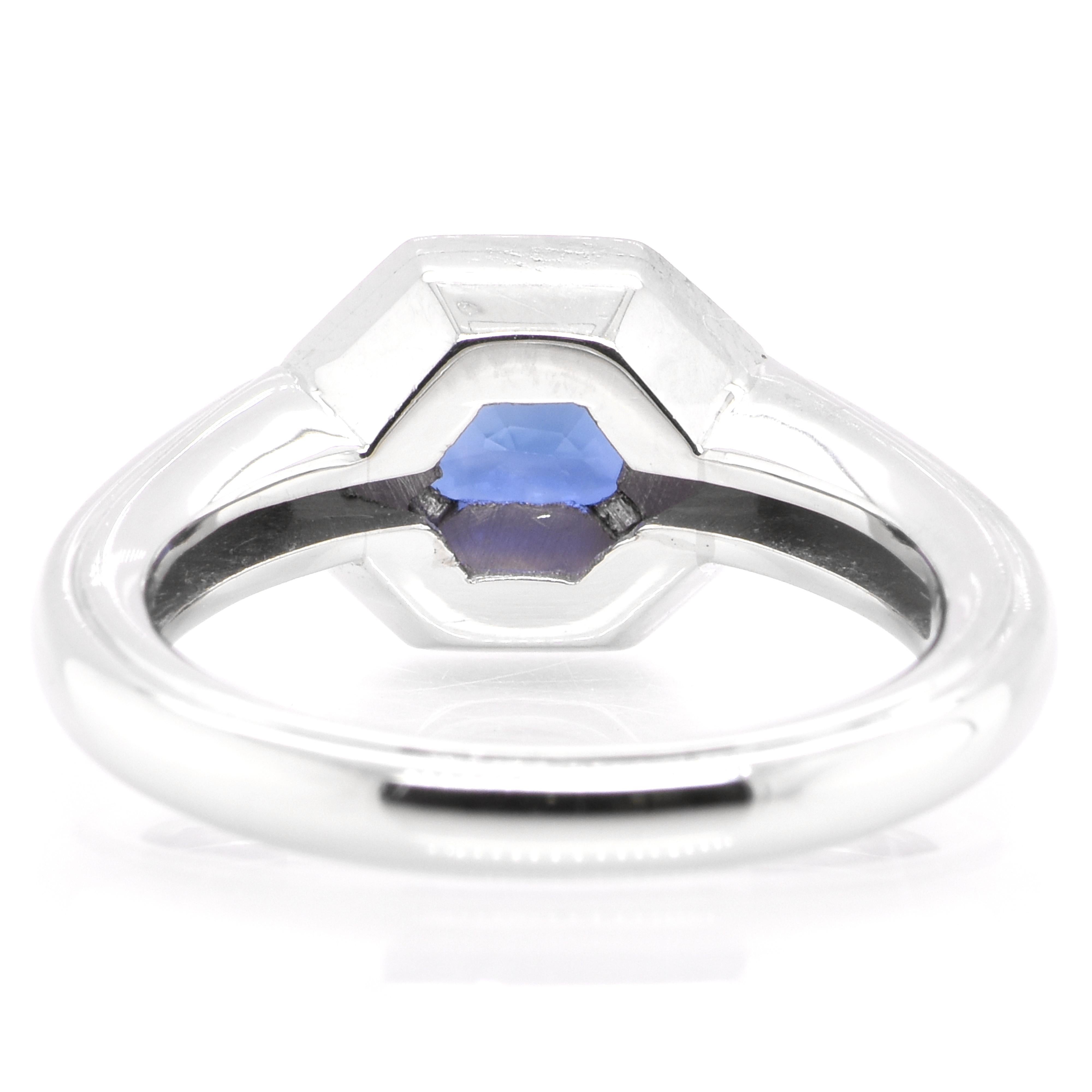 Women's 1.20 Carat Natural Sapphire and Diamond Ring Set in Platinum For Sale