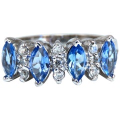 1.20 Carat Natural Tanzanite Diamond Band Ring 14 Karat Gold