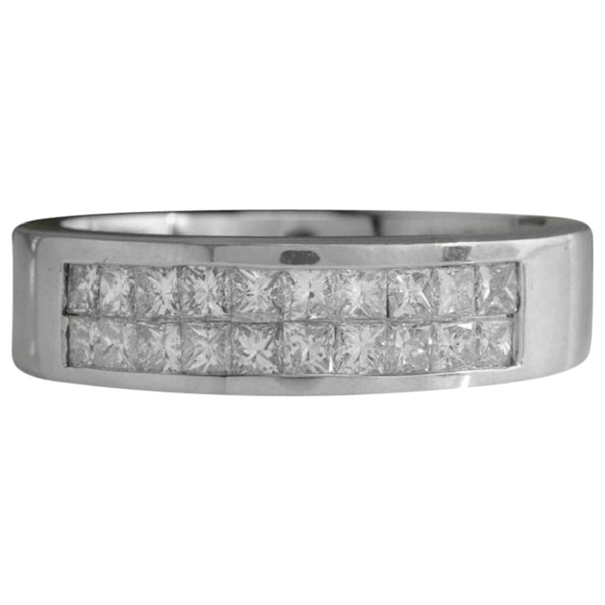 1.20 Carat Natural VS1 Diamond 14 Karat Solid White Gold Unisex Ring For Sale