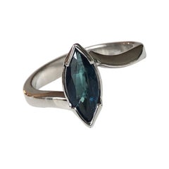 1.20 Carat No Heat Marquise Sapphire Solitaire Engagement Estate Ring 18k