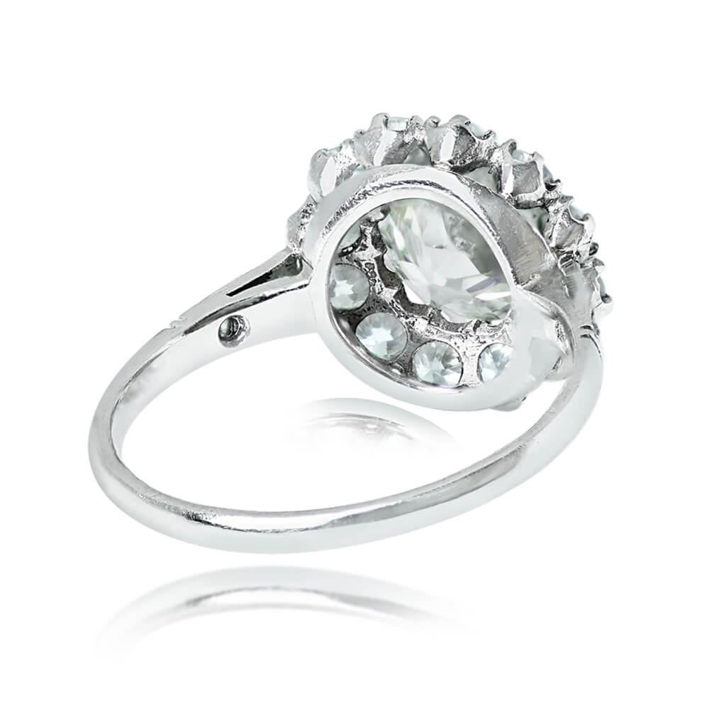 Old European Cut 1.20 Carat Old Euro-Cut Diamond Engagement Ring, Diamond Halo, Platinum For Sale