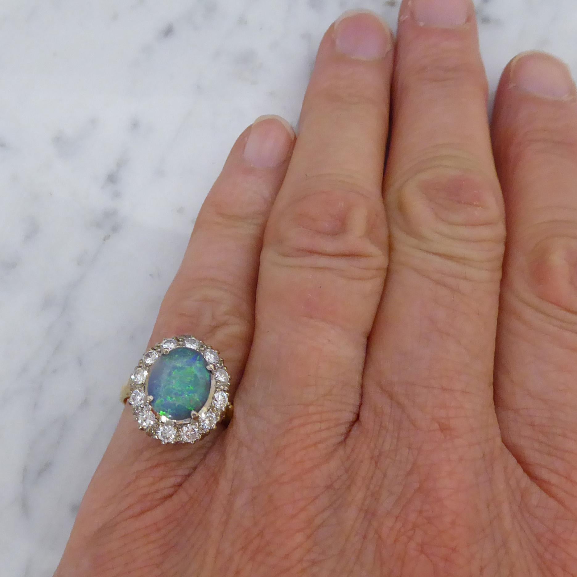 1.20 Carat Opal and Diamond Cluster Ring 1