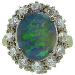 1.20 Carat Opal and Diamond Cluster Ring