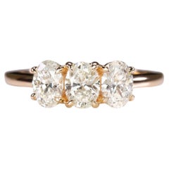 1.20 Carat Oval Diamond 14K Rose Gold Trilogy Ring