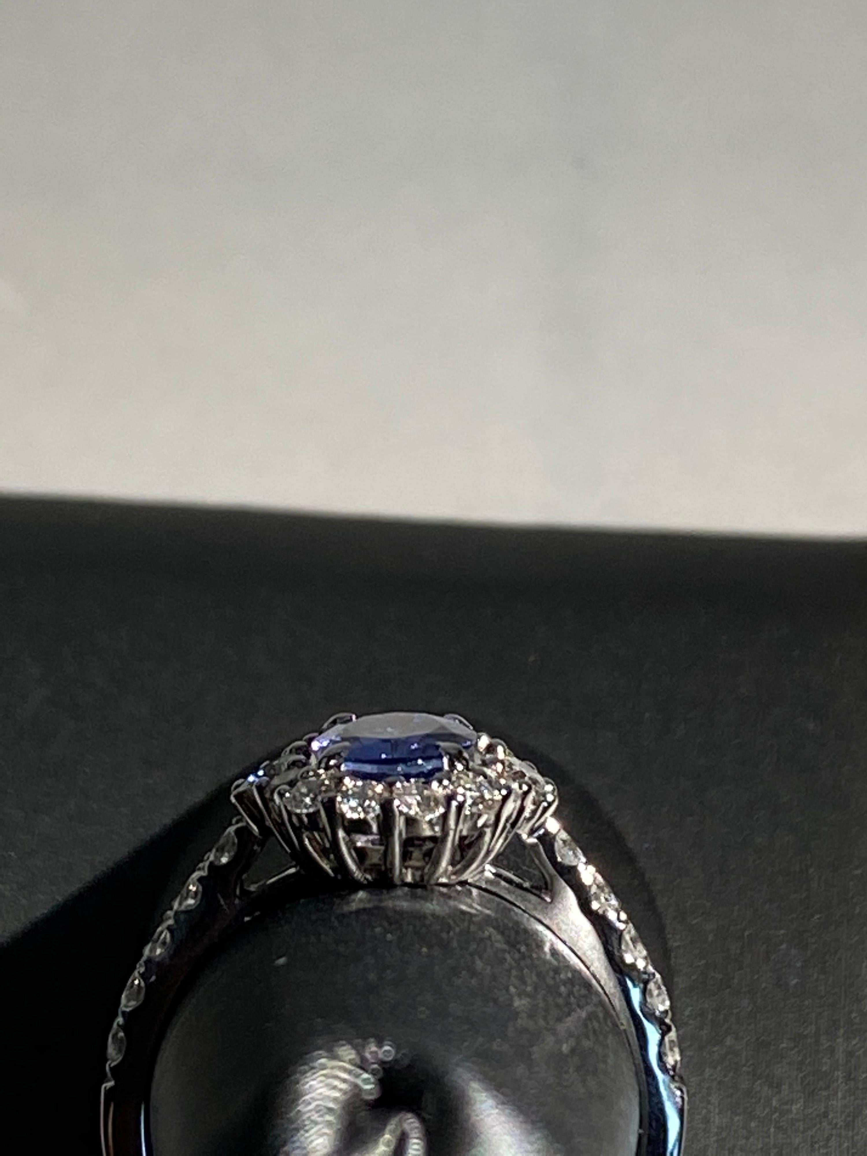 1.20 Carat Oval Tanzanite Diamond Halo Ring In New Condition In Trumbull, CT