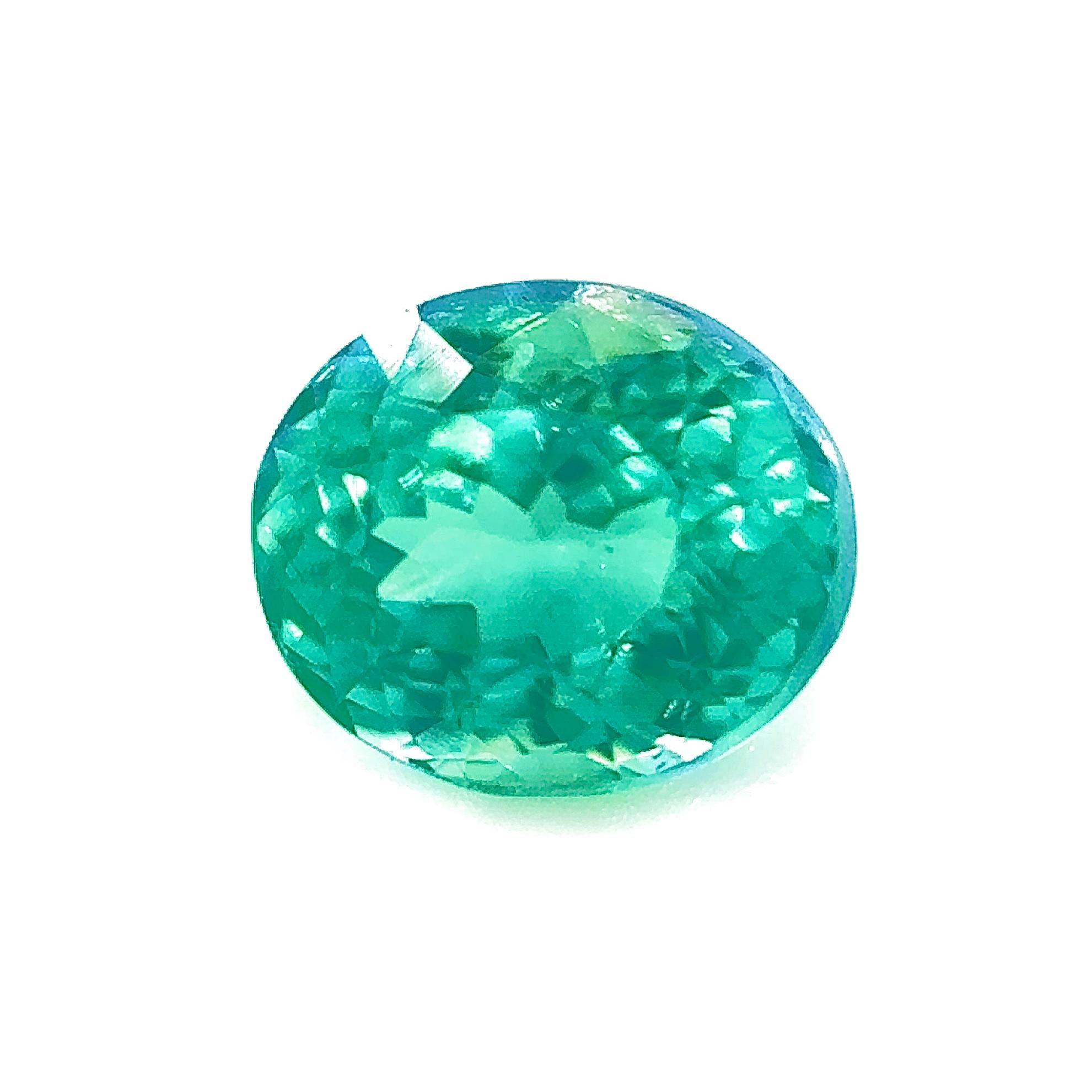 Oval Cut 1.20 Carat Paraiba Tourmaline Loose Stone in Nylon Green and Blue  For Sale