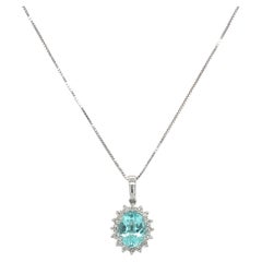 18 Karat White Gold Paraiba Tourmaline Pendant Necklace