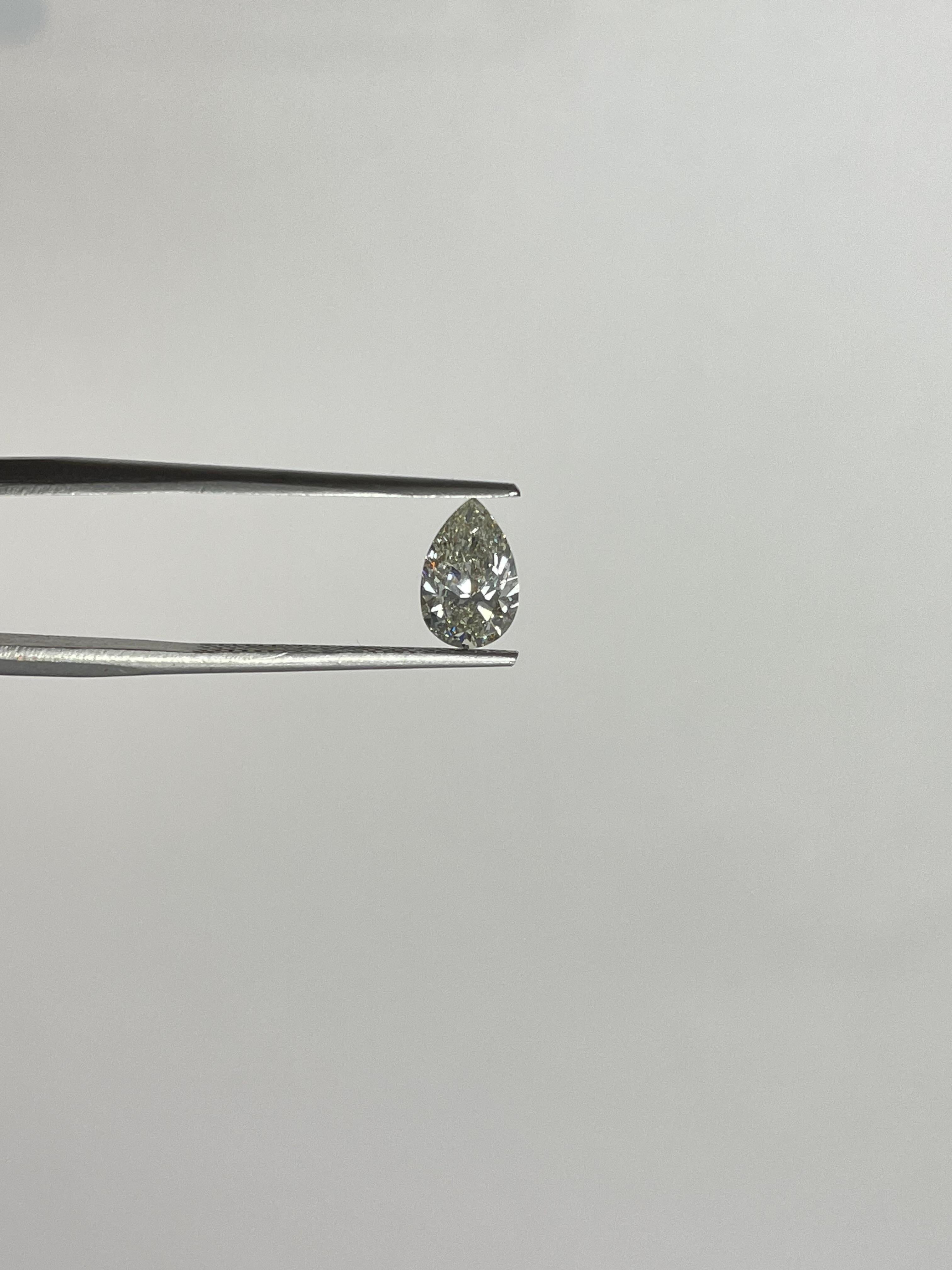 1.20 Carat Pear Brilliant Gia Certified Fancy Gray-Yellowish Green SI2 Clarity In New Condition For Sale In New York, NY