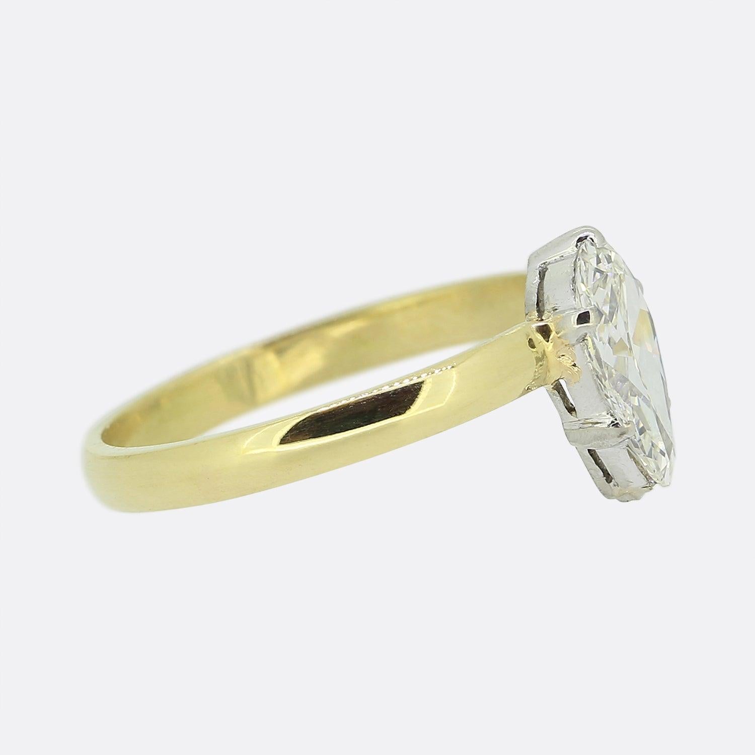 1,20 Karat Solitär-Ring mit Diamant im Birnenschliff (Tropfenschliff) im Angebot