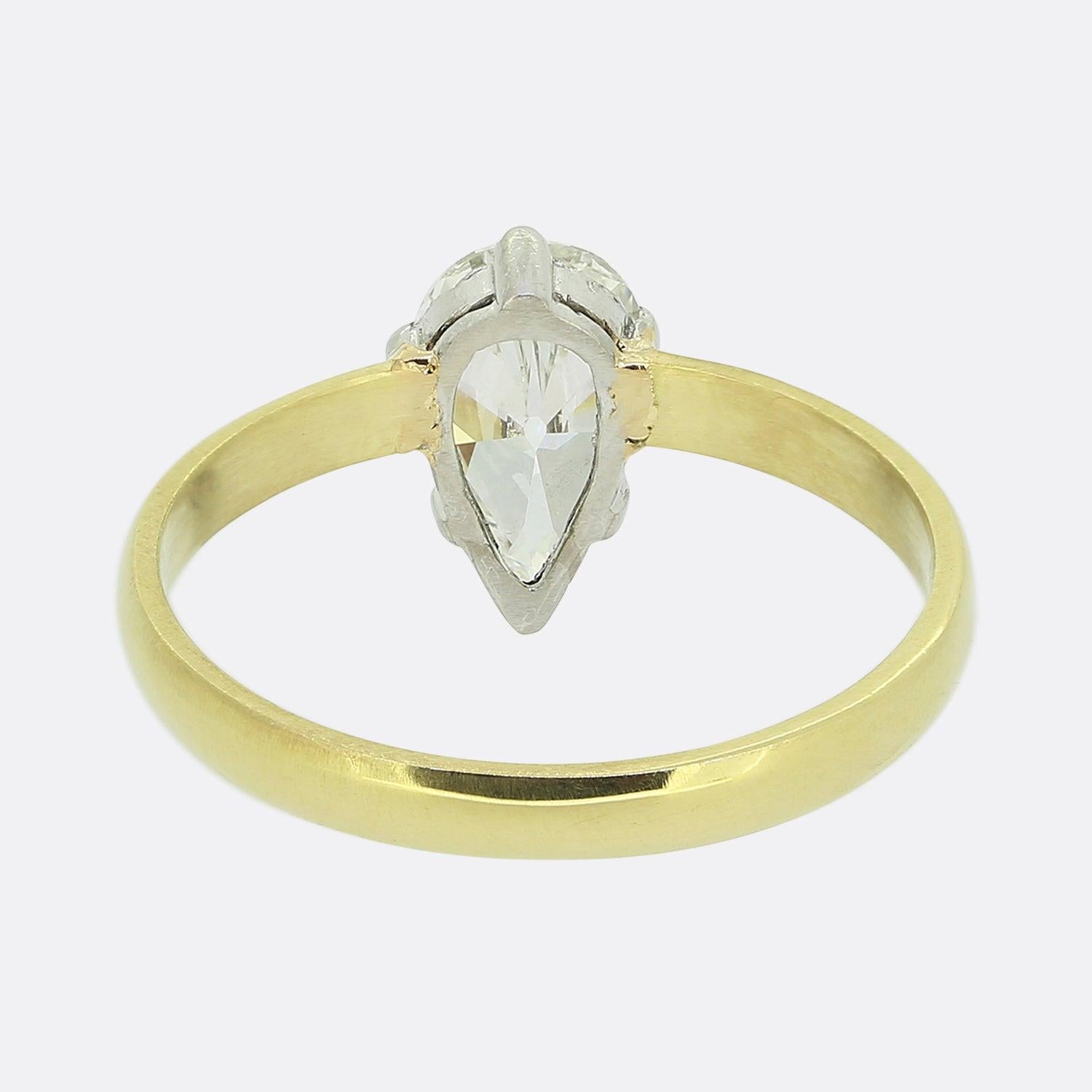 1,20 Karat Solitär-Ring mit Diamant im Birnenschliff im Zustand „Gut“ im Angebot in London, GB