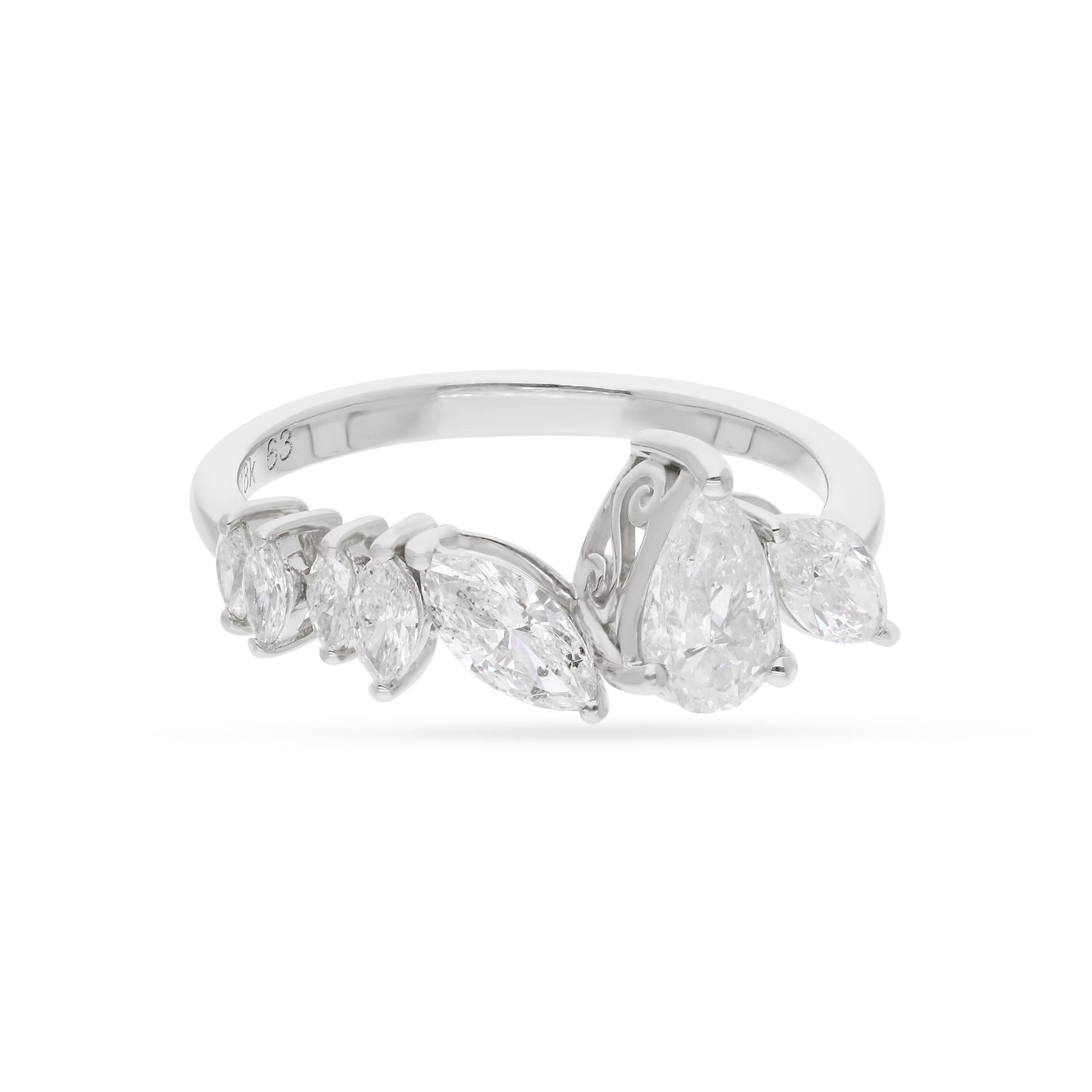 in vendita:  1.20 Carat Pear & Marquise Diamond Ring 14 Karat White Gold Handmade Jewelry 7