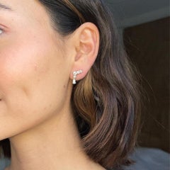 1.20 Carat Pear & Round Diamond Ear Climbers in 14K Yellow Gold, Shlomit Rogel