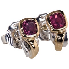 1.20 Carat Pink Sapphire Stud Earrings in Yellow Gold and Sterling Silver