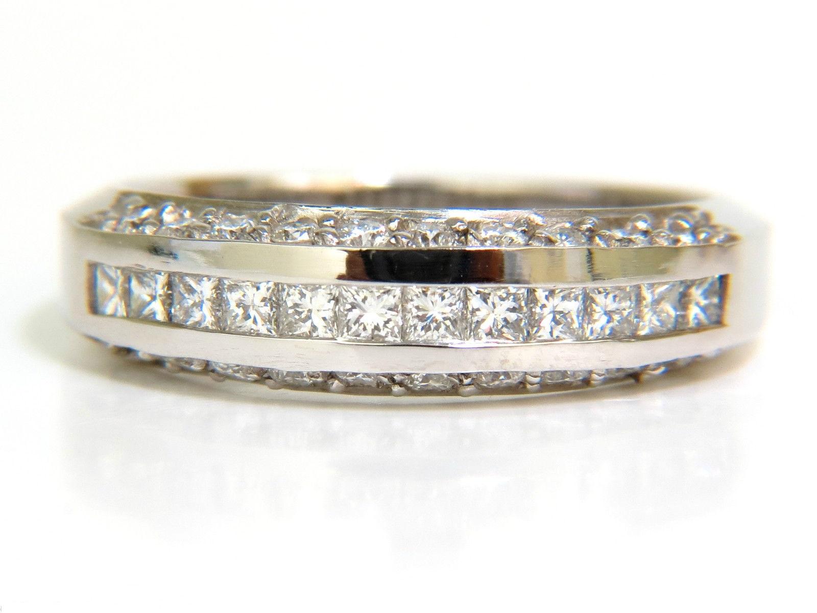 1.20 Carat Princess and Round Cuts Diamond Band Ring 14 Karat G/VS For Sale 1