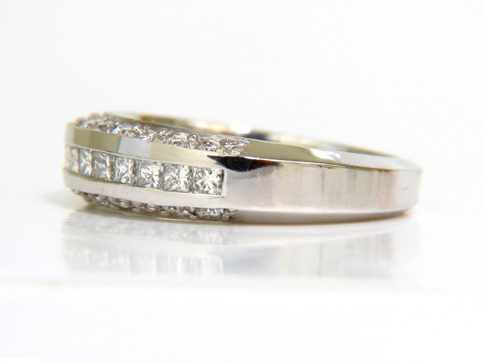 Anello a fascia con diamanti da 1,20 carati a taglio principessa e rotondo 14 carati G/VS in vendita 3