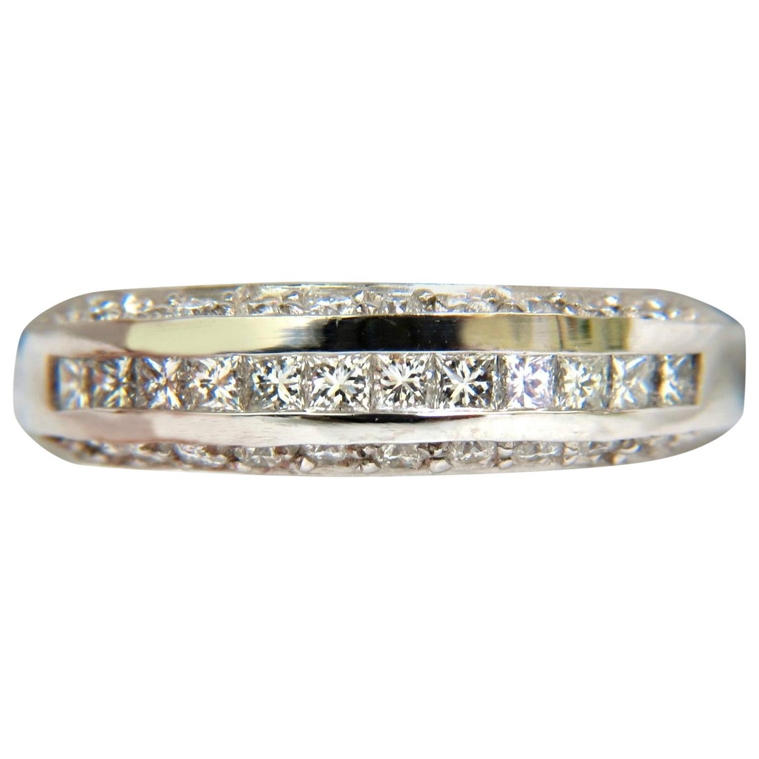 1.20 Carat Princess and Round Cuts Diamond Band Ring 14 Karat G/VS For Sale