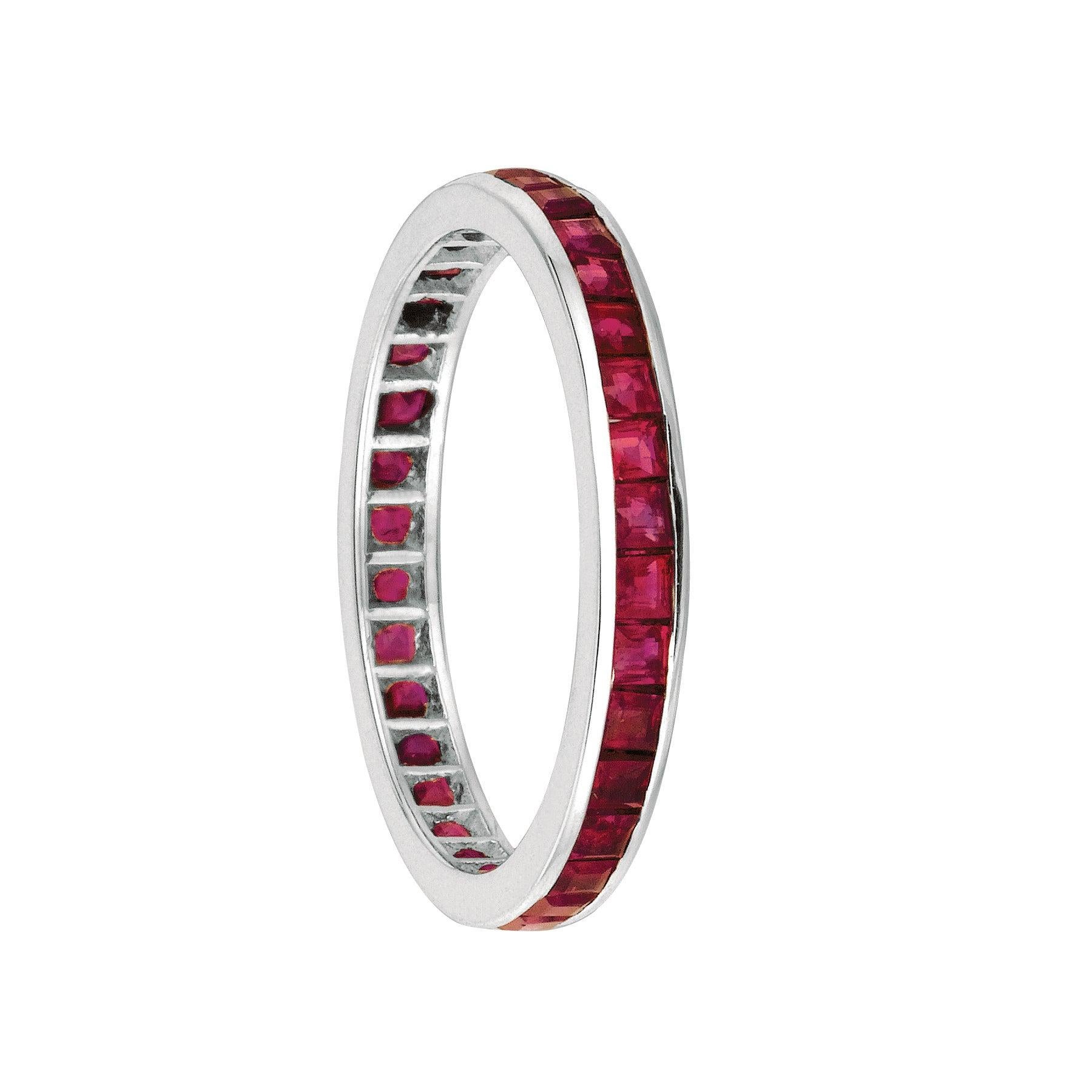 For Sale:  1.20 Carat Princess Cut Natural Ruby Ring Band 14 Karat White Gold 2