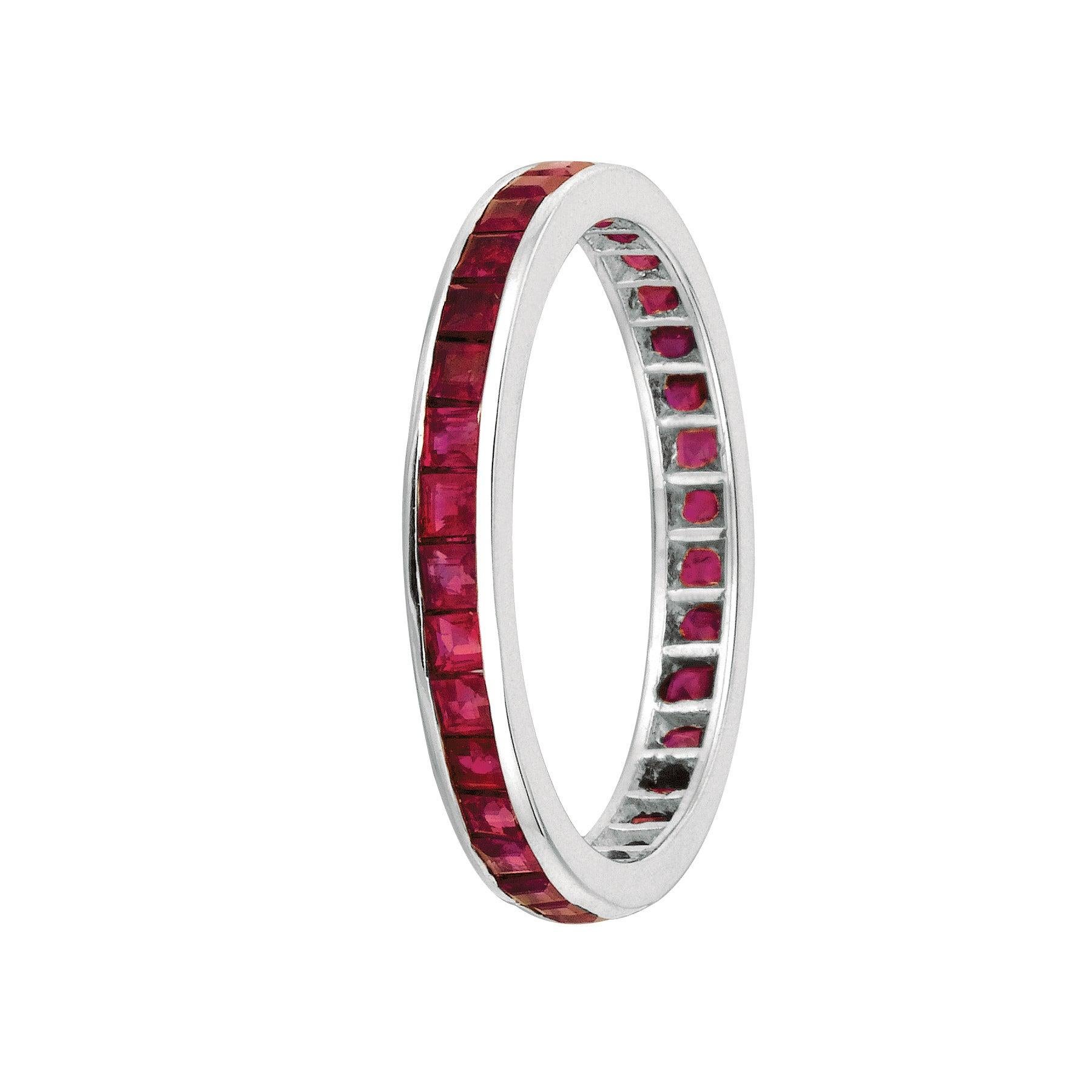 For Sale:  1.20 Carat Princess Cut Natural Ruby Ring Band 14 Karat White Gold 4