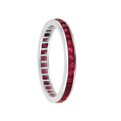 1.20 Quilates Anillo Rubí Natural Corte Princesa Oro Blanco 14 Kilates