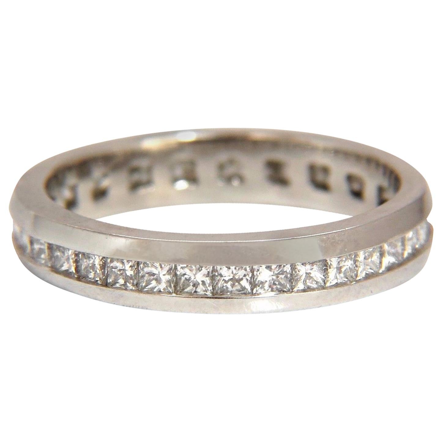 1.20 Carat Princess Diamonds Eternity Band Ring 14 Karat G/VS For Sale