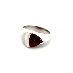 1.20 Carat Red Trillion Rhodolite Garnet Gold Solitaire Cocktail Ring