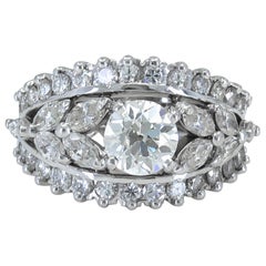 1.20 Carat Round and Marquise Diamond Gold Ring