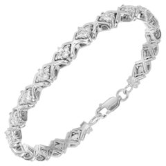 1.20 Carat Round Brilliant Cut Diamond 14k White Gold Flexible Cuff Bracelet