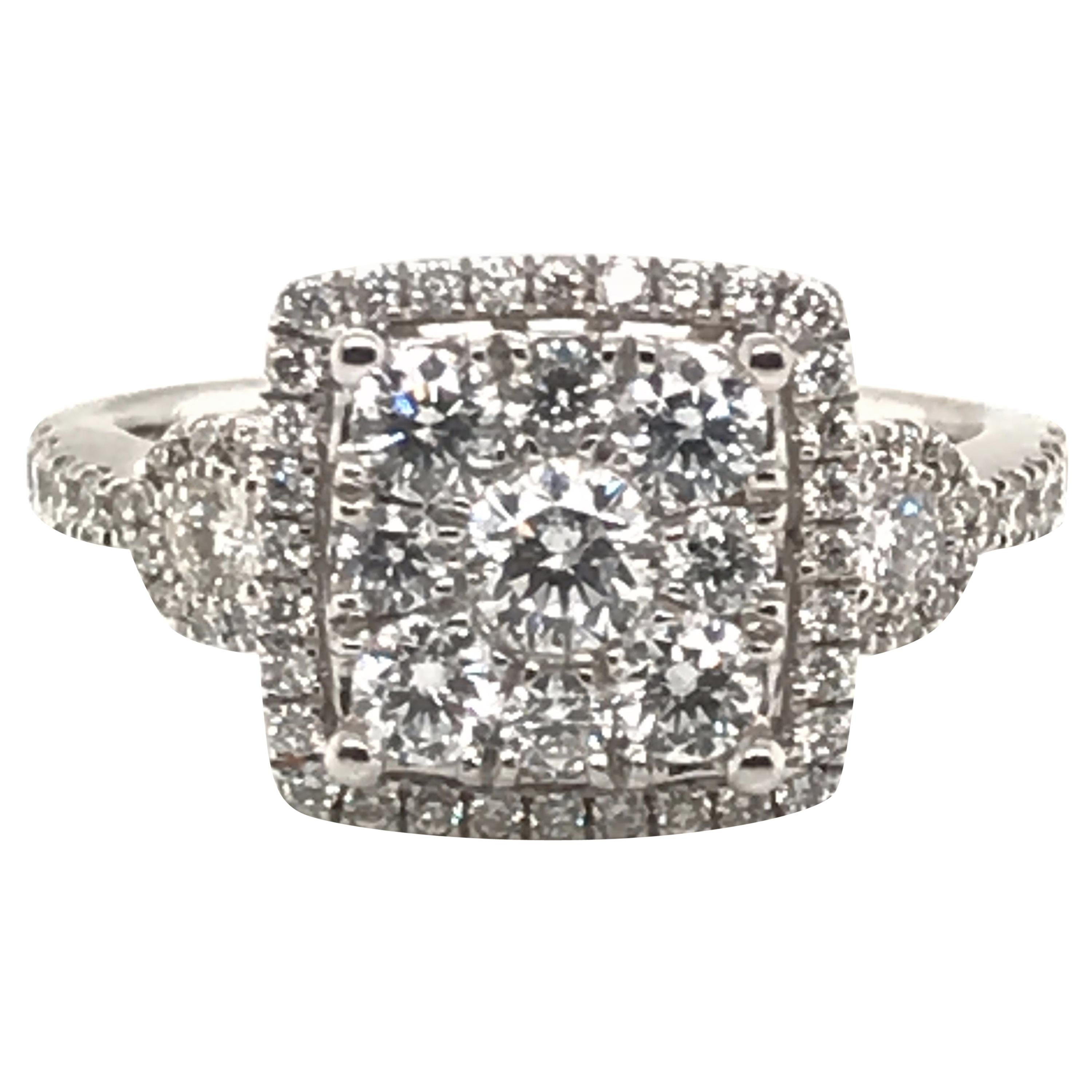 1.20 Carat Round Cluster Diamond Ring For Sale